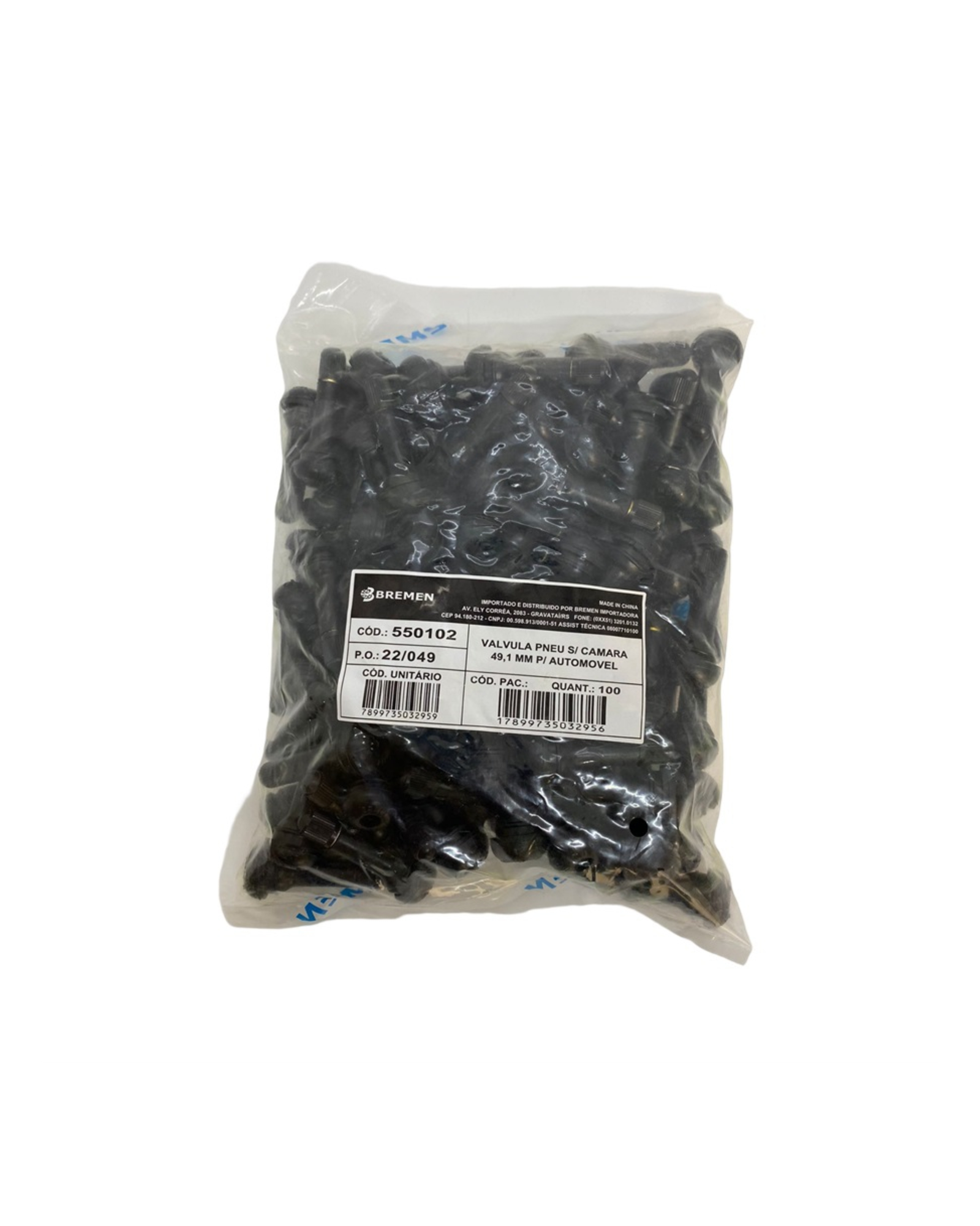 100 Bicos De Roda Válvula P/ Pneu Sem Câmara Passeio Tr414